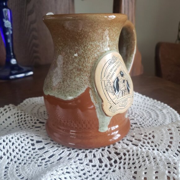 Kansas City Renaissance Festival 2010 Tan Brown Drip Hand Thrown Coffee Mug Cup - Picture 2 of 10